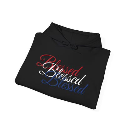 Blessed Hoodie - Patriotic Red White Blue - Unisex Pullover - Front & Back Print - S-5XL