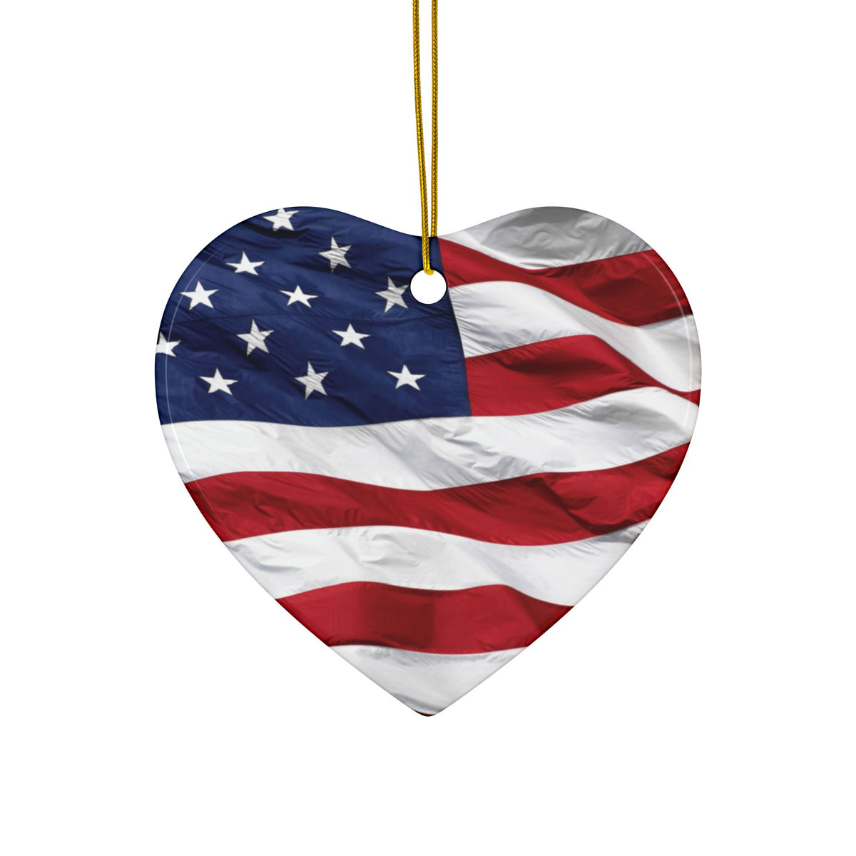 Patriotic - American Flag - Red White & Blue - Ceramic Ornaments - 2-Sided Holiday Decor -  Set of 1, 3, 5, or 10