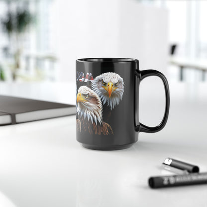 Majestic USA Bald Eagle Black Mug - Patriotic Wildlife Design - 11oz/15oz