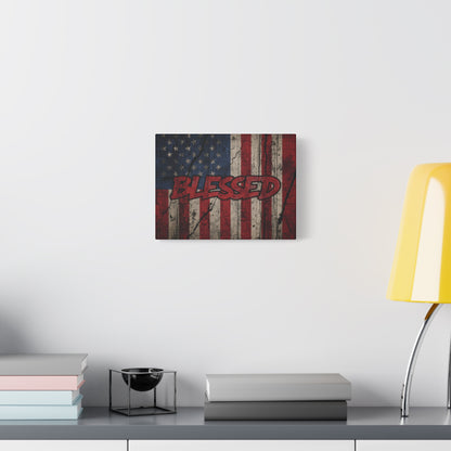 Blessed Canvas Wall Art - Vintage American Flag - Gallery Wrapped - Patriotic Americana Decor - Rustic Flag Art - 35 Sizes