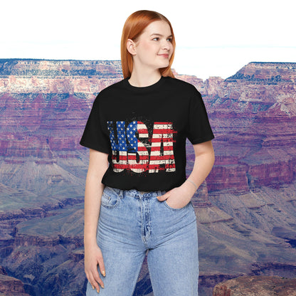 USA Red White Blue - American Flag T-Shirt - Patriotic Unisex Tee - S-3XL