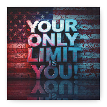 Your Only Limit Is You Canvas Wall Art - Motivational Vintage Flag Decor