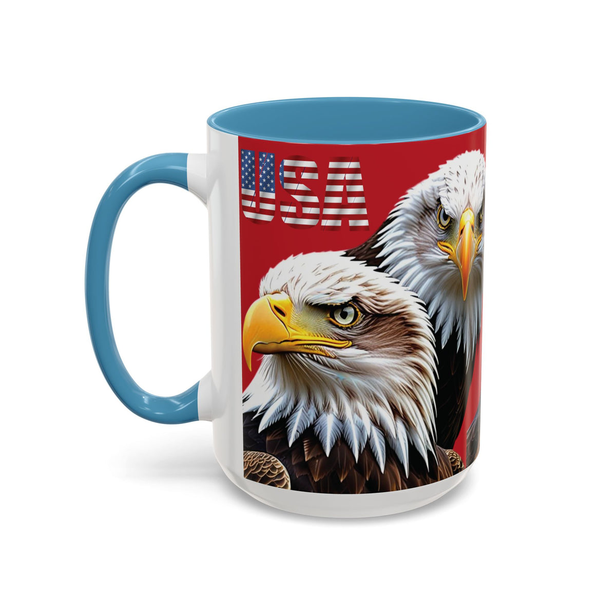 Patriotic Bald Eagle Accent Mug - Red White & Blue - 11oz/15oz - 4 Colors