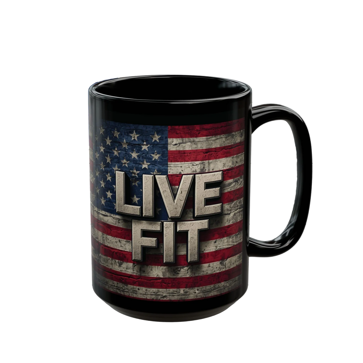 LIVE FIT Vintage American Flag Mug (11oz/15oz)