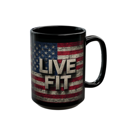 LIVE FIT Vintage American Flag Mug (11oz/15oz)
