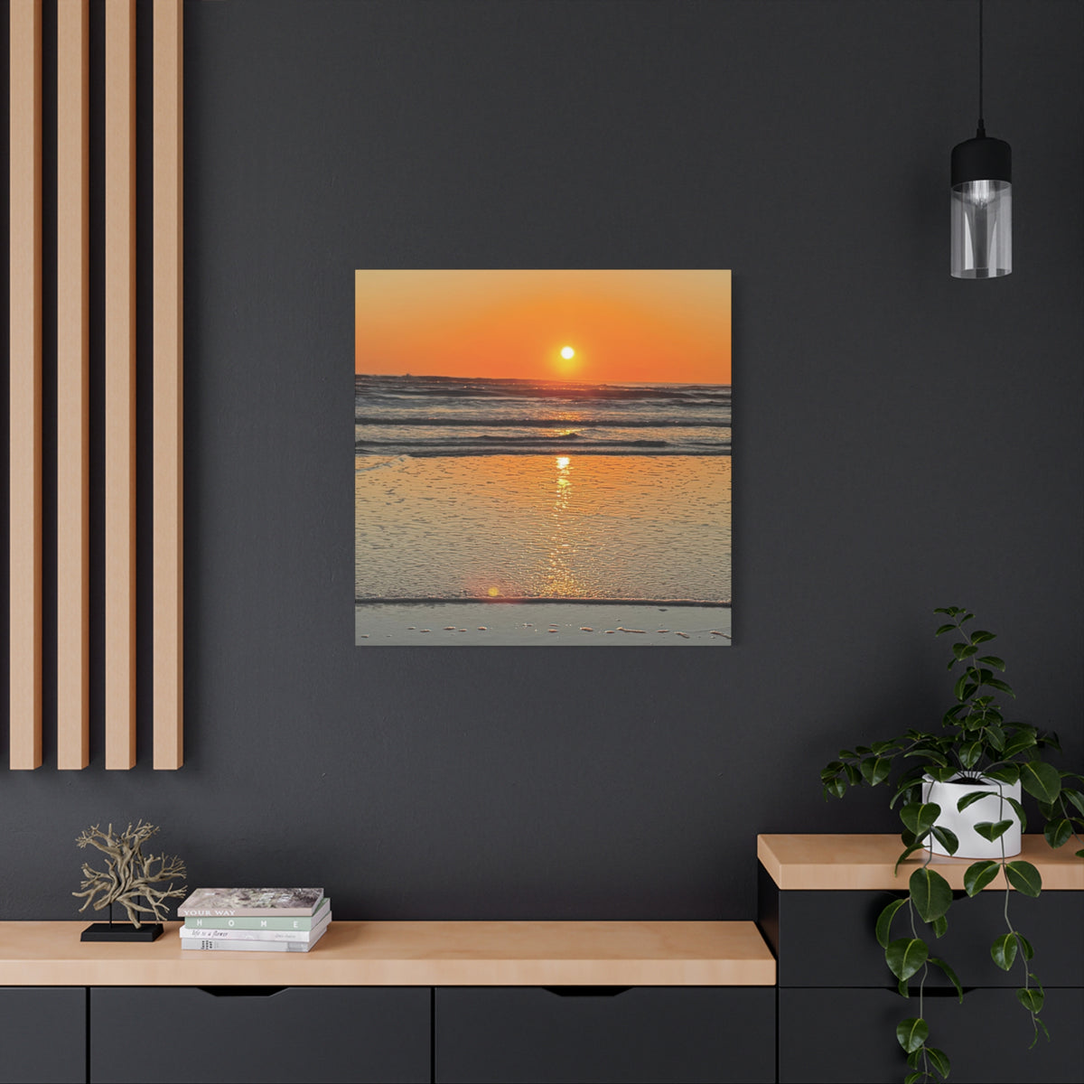 Sunset Beach Canvas Print, Ocean Decor, Wall Art, Home Decor, Coastal Artwork for Living Room