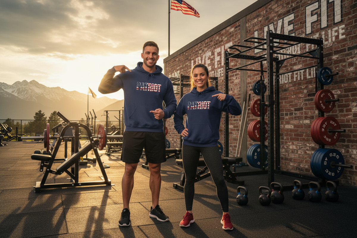 Patriot Flag Hoodie - American Flag Fill 'PATRIOT' Graphic Sweatshirt | Unisex Everyday Hoodie