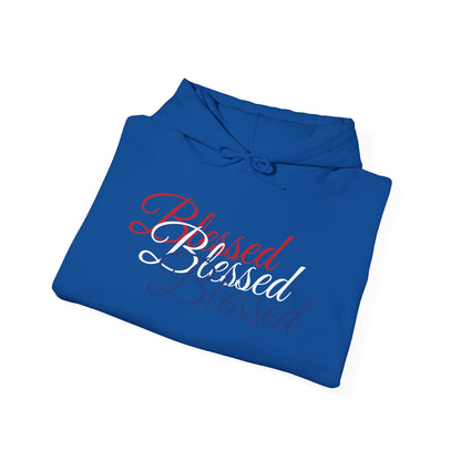 Blessed Hoodie - Patriotic Red White Blue - Unisex Pullover - Front & Back Print - S-5XL