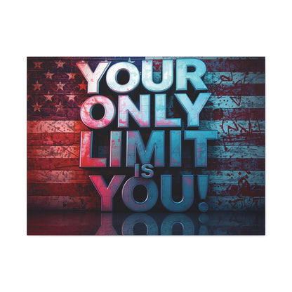 Your Only Limit Is You Canvas Wall Art - Motivational Vintage Flag Decor