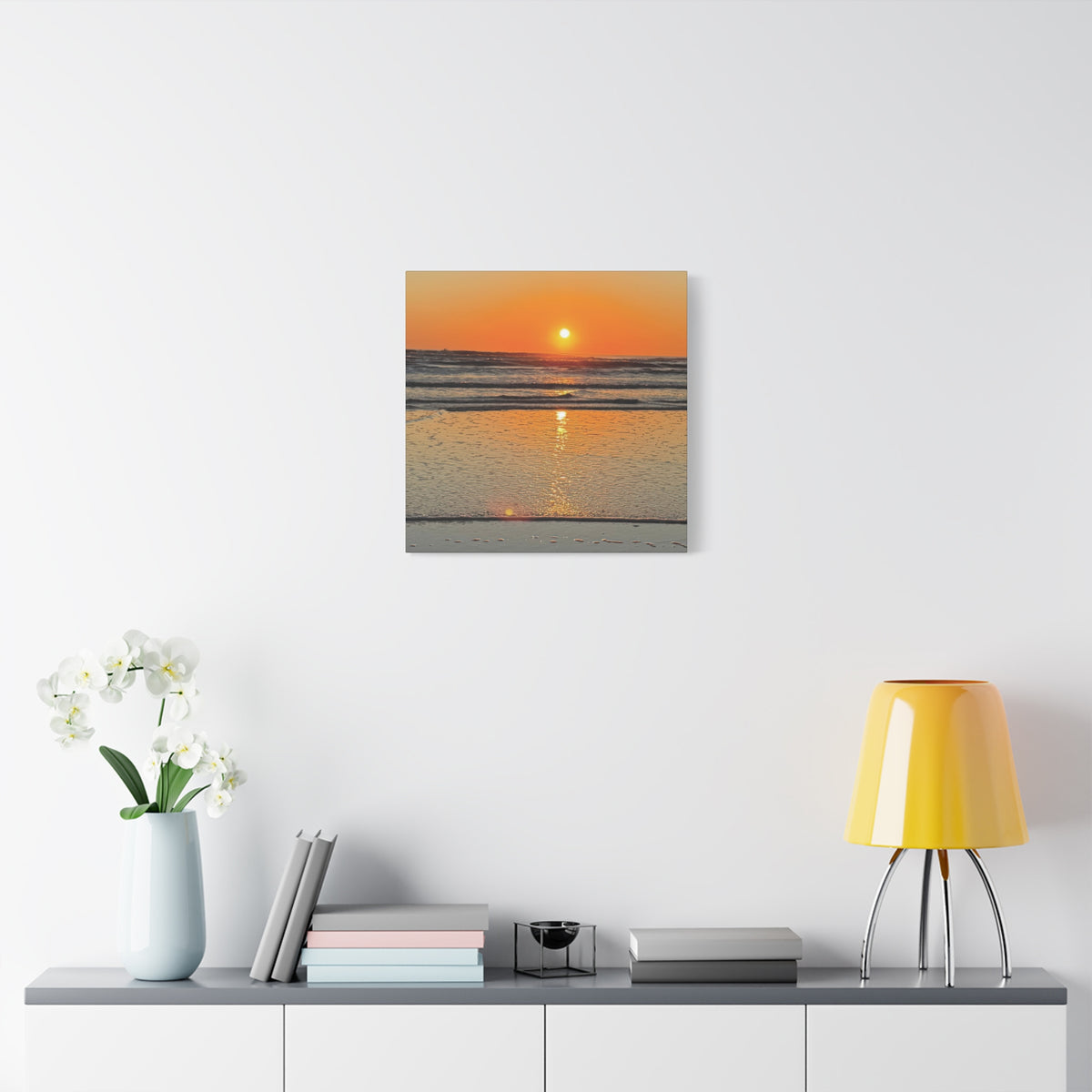 Sunset Beach Canvas Print, Ocean Decor, Wall Art, Home Decor, Coastal Artwork for Living Room