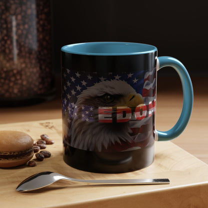 Freedom! Bald Eagle Patriotic Accent Mug - Red White & Blue - 11oz/15oz