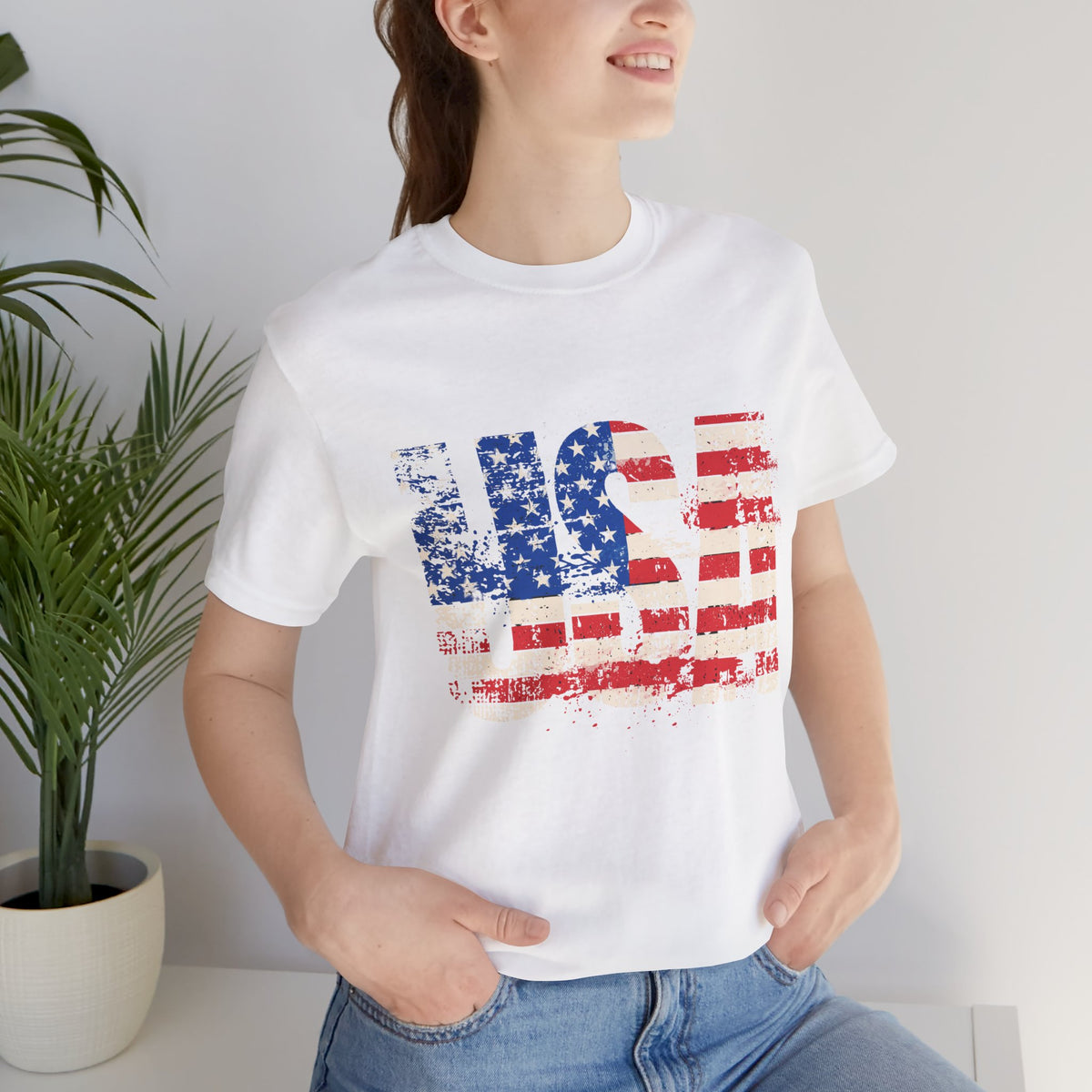 USA Red White Blue - American Flag T-Shirt - Patriotic Unisex Tee - S-3XL