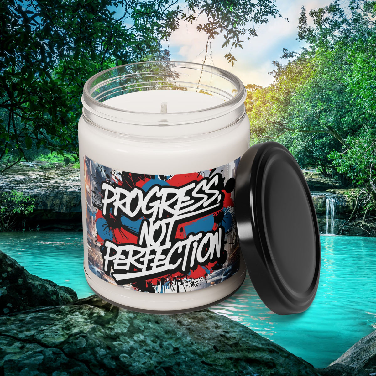Progress Not Perfection Scented Soy Candle - 9oz - Inspirational Motivational Gift - Fitness Home Decor - 9 Scents