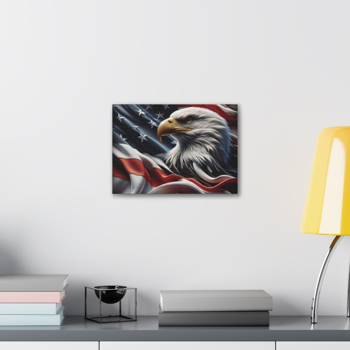 Patriotic Eagle Canvas Wall Art - American Flag Background - USA Decor
