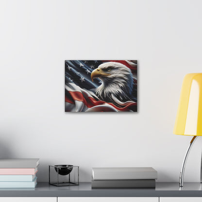Patriotic Eagle Canvas Wall Art - American Flag Background - USA Decor