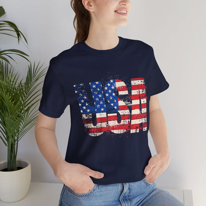 USA Red White Blue - American Flag T-Shirt - Patriotic Unisex Tee - S-3XL