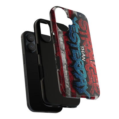 Stronger Than Yesterday Iphone Case - Motivational Phone Cover - USA Flag Design - Gift for Fitness Enthusiasts - Inspirational Phone Accessory