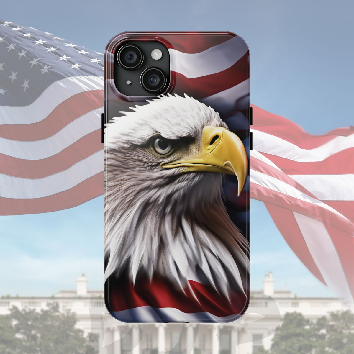 Patriotic - Bald Eagle - Phone Case - Tough Phone Case - American Flag Design - Gift for Veterans - National Holidays - Outdoor Adventures - Eagle Lover