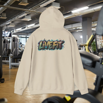 LIVE FIT Hoodie - Unisex Heavy Blend Sweatshirt - Fitness Gym Wear - Workout Apparel - S-5XL