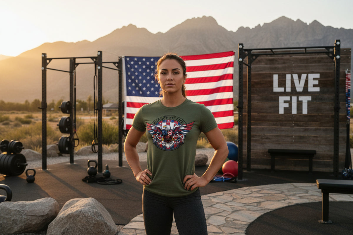 Patriot Fit Life Bald Eagle T-Shirt - American Flag Graphic Tee - Unisex Workout Shirt