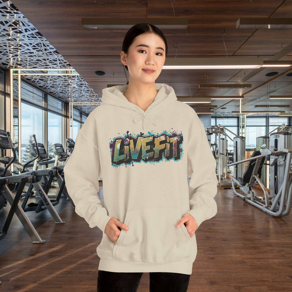 LIVE FIT Hoodie - Unisex Heavy Blend Sweatshirt - Fitness Gym Wear - Workout Apparel - S-5XL