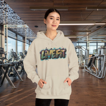 LIVE FIT Hoodie - Unisex Heavy Blend Sweatshirt - Fitness Gym Wear - Workout Apparel - S-5XL