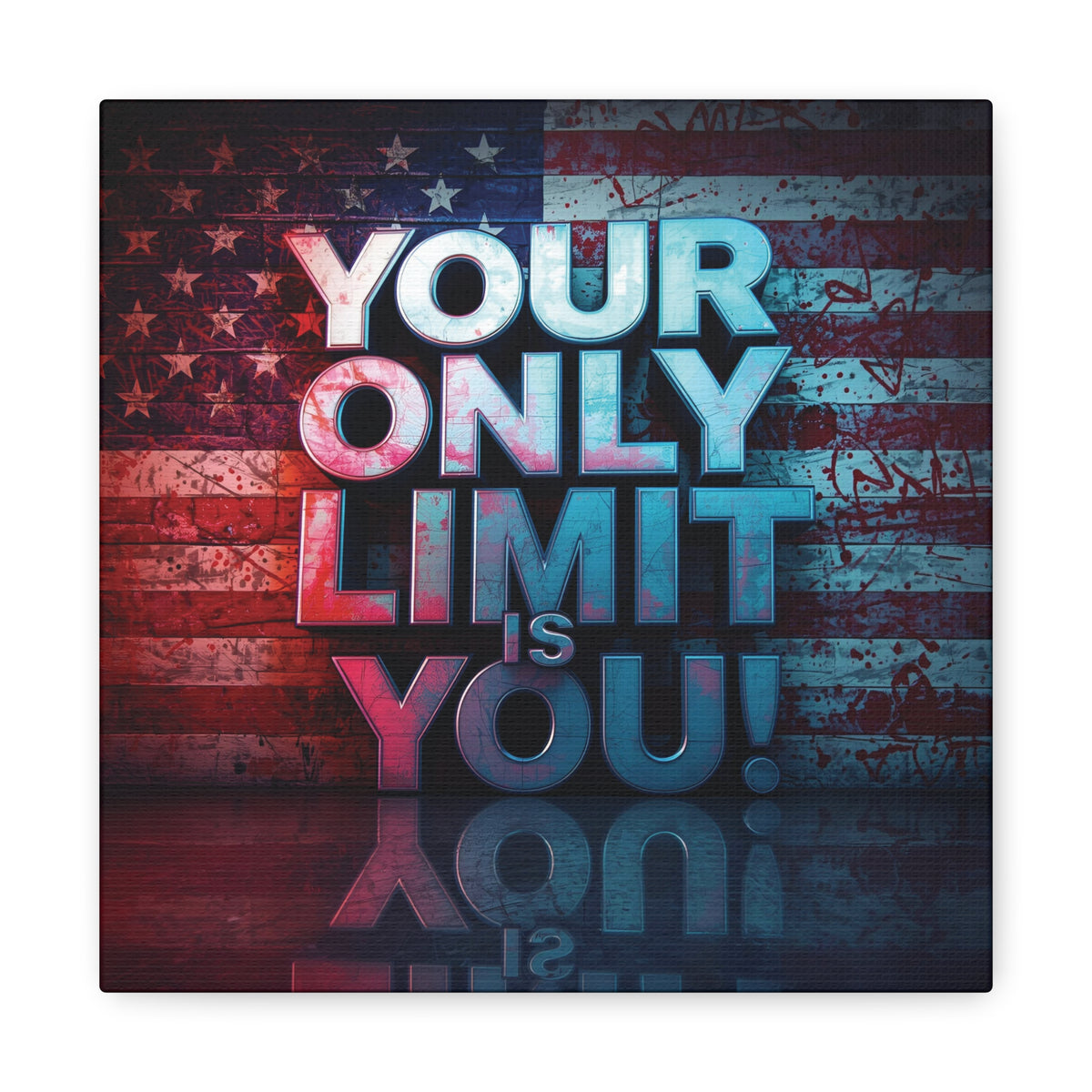 Your Only Limit Is You Canvas Wall Art - Motivational Vintage Flag Decor