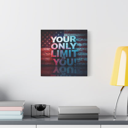 Your Only Limit Is You Canvas Wall Art - Motivational Vintage Flag Decor