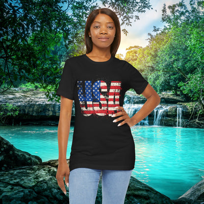 USA Red White Blue - American Flag T-Shirt - Patriotic Unisex Tee - S-3XL