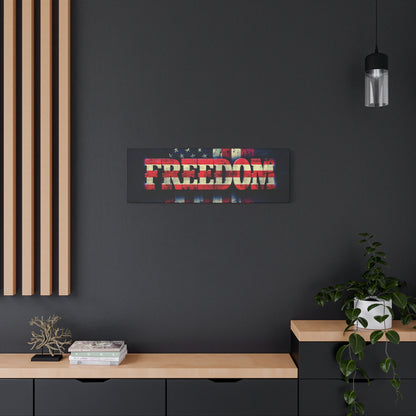 Freedom Canvas Wall Art - Patriotic Vintage American Flag - Gallery Wrapped - Red White Blue - 35 Sizes Available