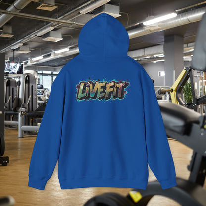 LIVE FIT Hoodie - Unisex Heavy Blend Sweatshirt - Fitness Gym Wear - Workout Apparel - S-5XL