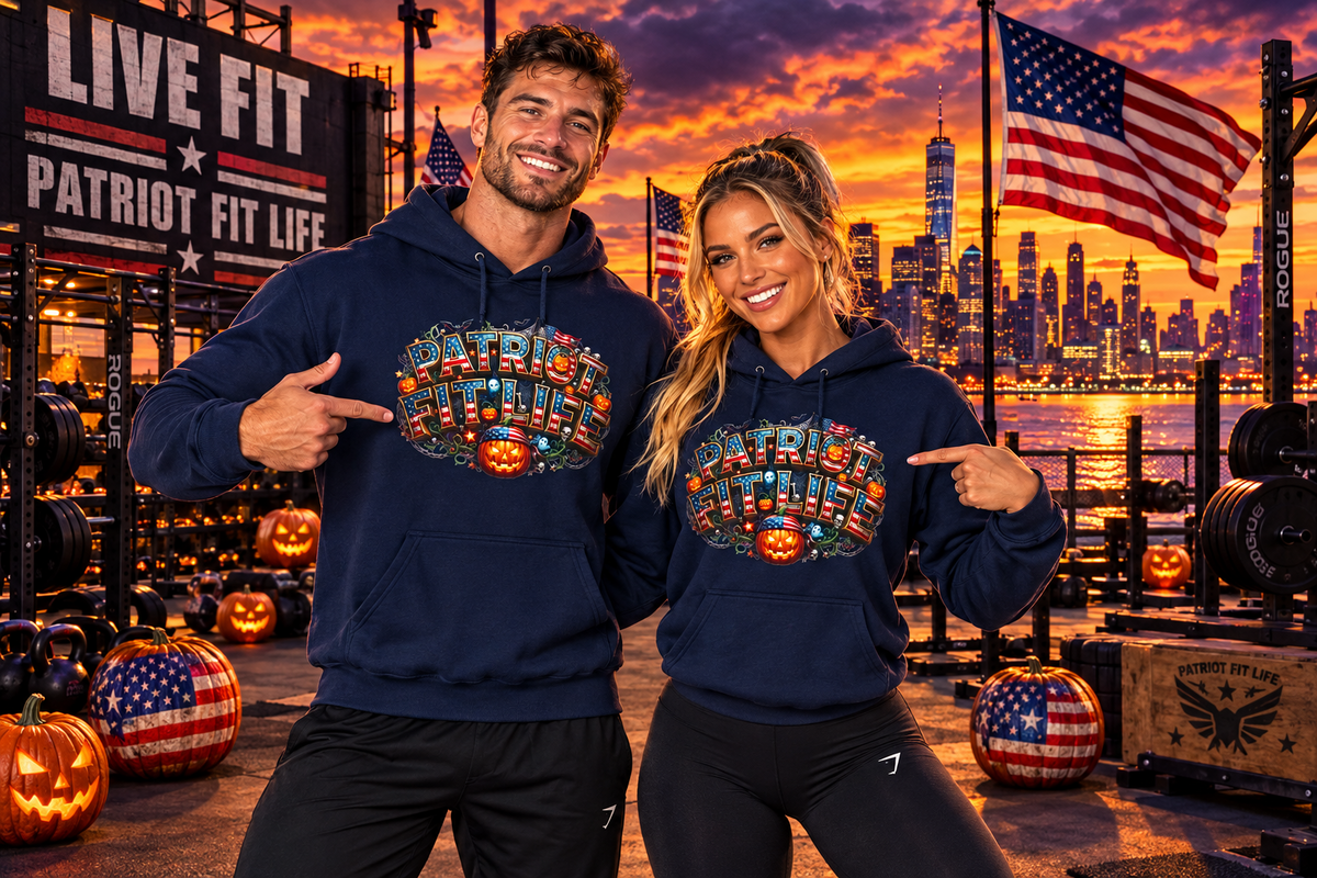 Patriot Fit Life Halloween Pumpkin Haunted House Hoodie - Vintage Spooky Scene