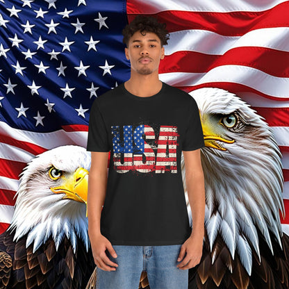 USA Red White Blue - American Flag T-Shirt - Patriotic Unisex Tee - S-3XL
