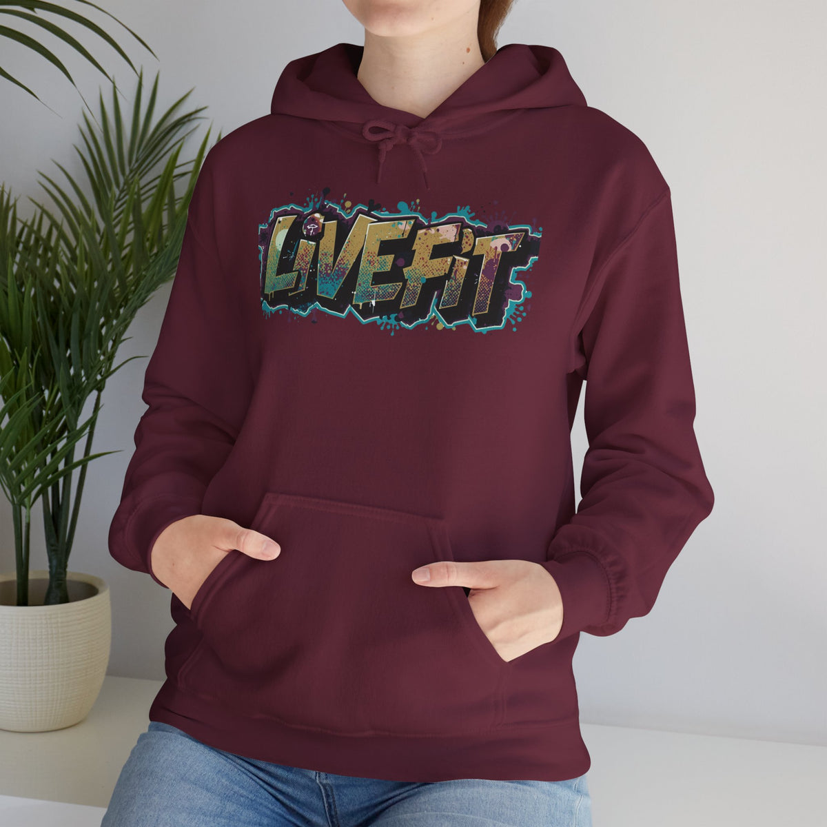 LIVE FIT Hoodie - Unisex Heavy Blend Sweatshirt - Fitness Gym Wear - Workout Apparel - S-5XL