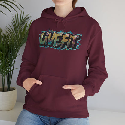 LIVE FIT Hoodie - Unisex Heavy Blend Sweatshirt - Fitness Gym Wear - Workout Apparel - S-5XL