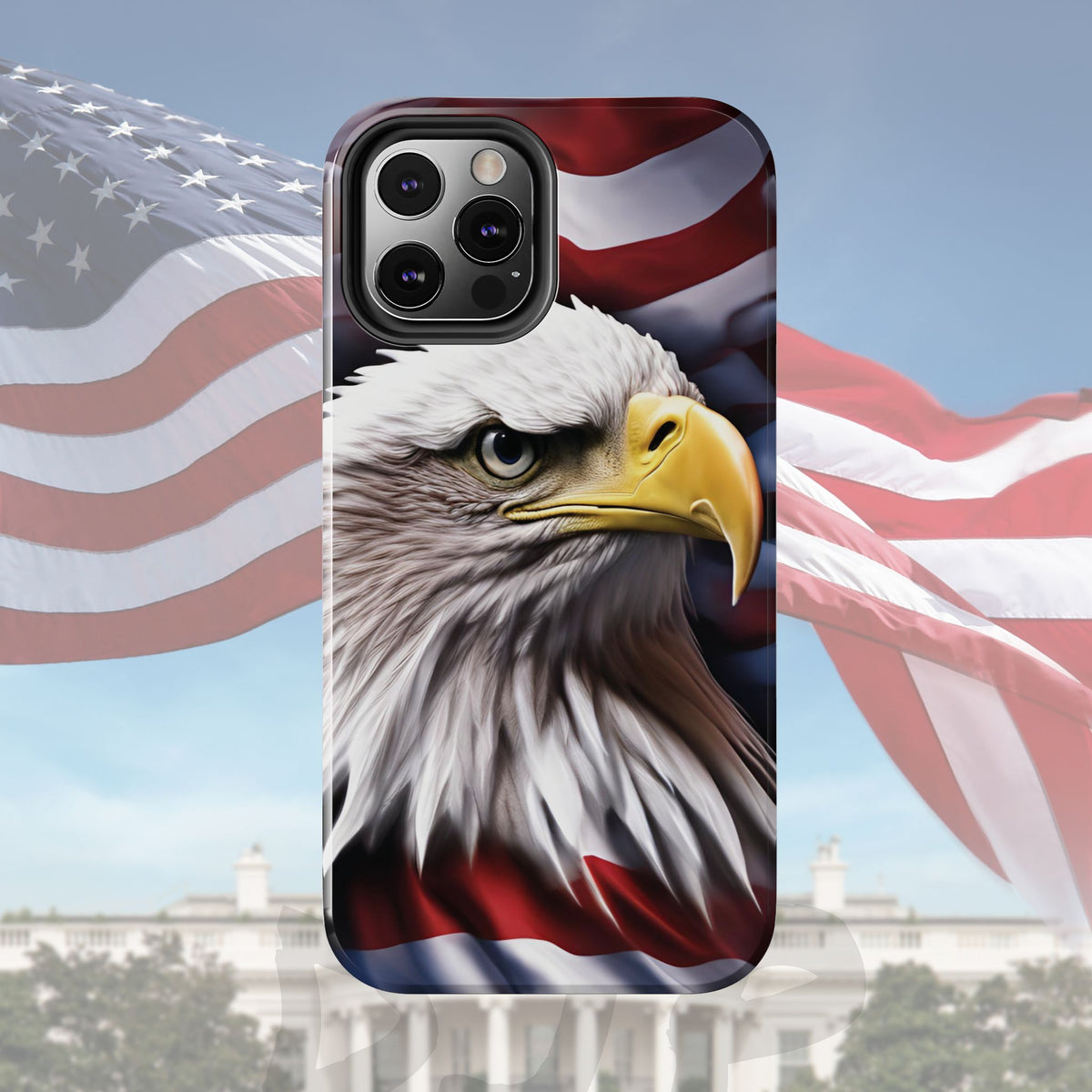 Patriotic - Bald Eagle - Phone Case - Tough Phone Case - American Flag Design - Gift for Veterans - National Holidays - Outdoor Adventures - Eagle Lover