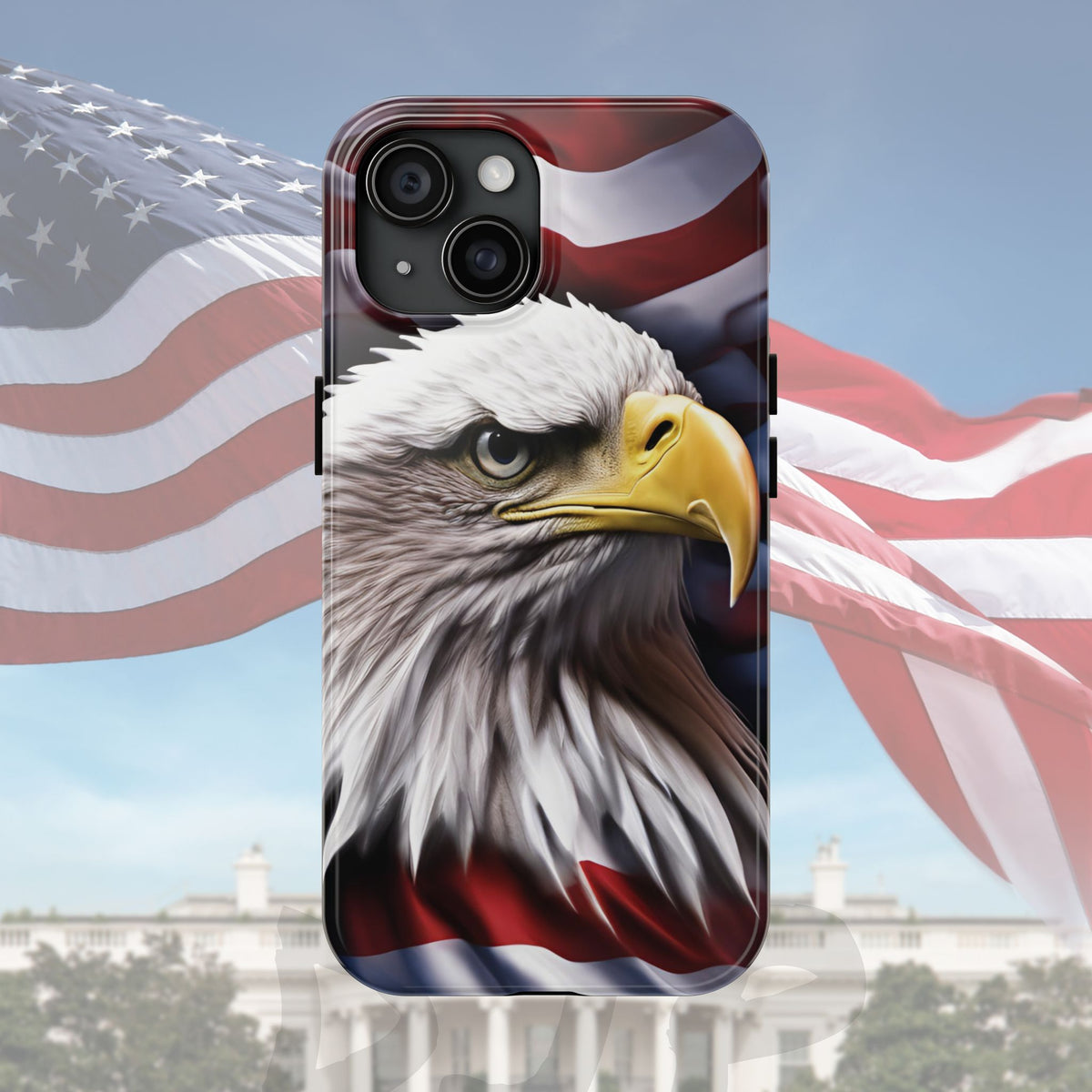 Patriotic - Bald Eagle - Phone Case - Tough Phone Case - American Flag Design - Gift for Veterans - National Holidays - Outdoor Adventures - Eagle Lover