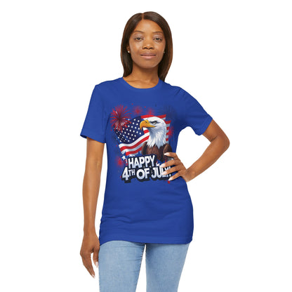 Happy 4th of July Graphic T-Shirt - Patriotic Bald Eagle - American Flag Tee - XS-4XL