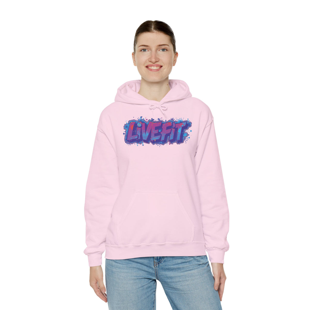 LIVE FIT Hoodie Sweatshirt - Motivational Fitness Pullover - Unisex Gym Hoodie - S-5XL