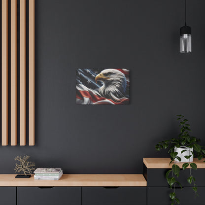 Patriotic Eagle Canvas Wall Art - American Flag Decor - Red White Blue - Gallery Wrapped - 27 Sizes - Veteran Gift