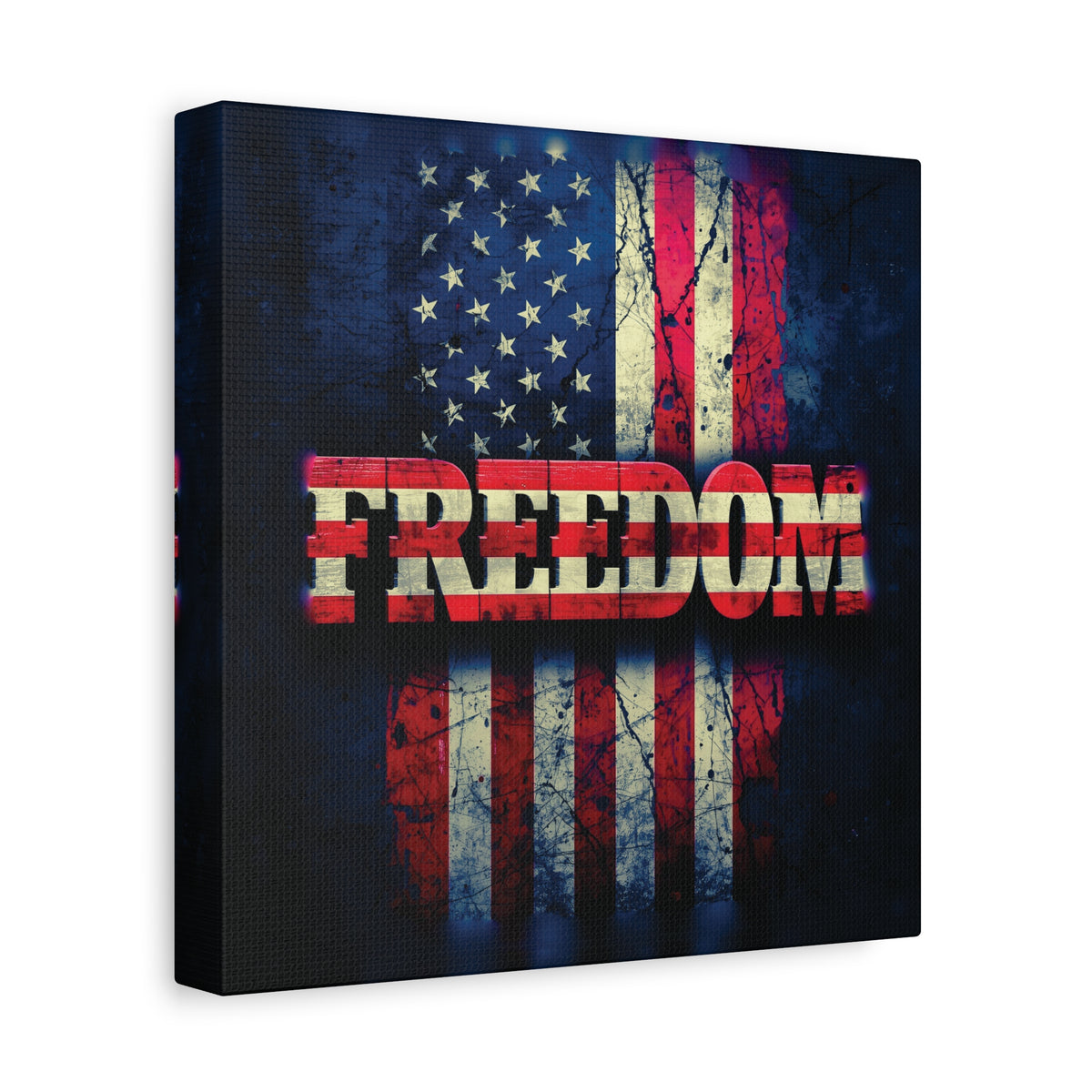 Freedom Canvas Wall Art - Patriotic Vintage American Flag - Gallery Wrapped - Red White Blue - 35 Sizes Available