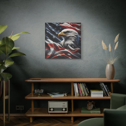 Patriotic Eagle Canvas Wall Art - American Flag Decor - Red White Blue - Gallery Wrapped - 27 Sizes - Veteran Gift