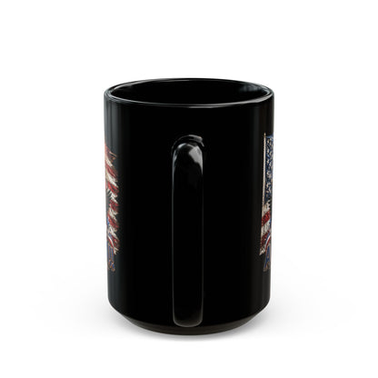 Happy 250th Birthday America Mug | 1776-2026 Patriotic Eagle Flag & Fireworks Black Coffee Cup
