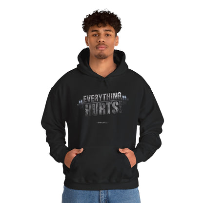 Everything Hurts! Gym Life Workout Hoodie - Funny Fitness Sweatshirt - Barbell Design - S-5XL