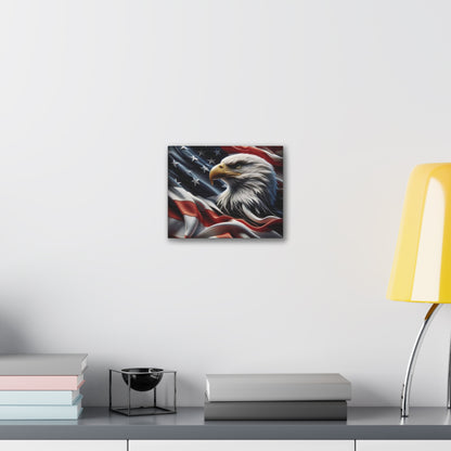 Patriotic Eagle Canvas Wall Art - American Flag Background - USA Decor