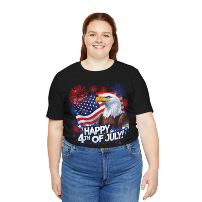 Happy 4th of July Graphic T-Shirt - Patriotic Bald Eagle - American Flag Tee - XS-4XL