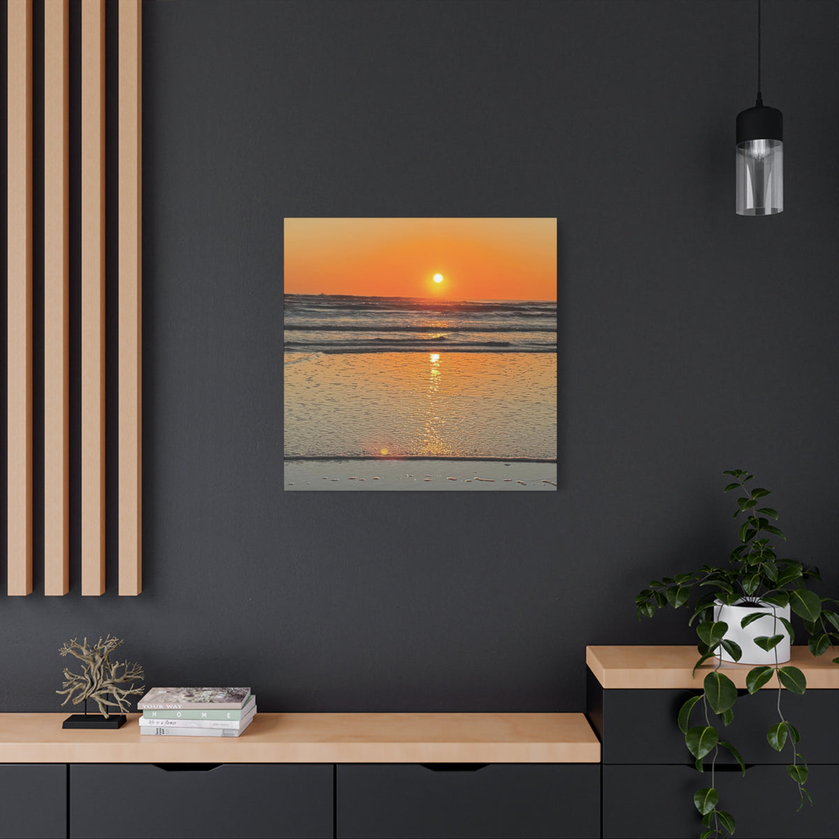 Sunset Beach Canvas Print, Ocean Decor, Wall Art, Home Decor, Coastal Artwork for Living Room