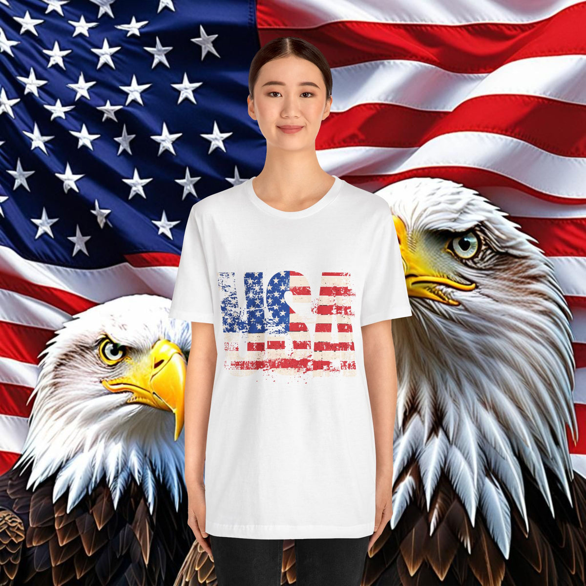 USA Red White Blue - American Flag T-Shirt - Patriotic Unisex Tee - S-3XL