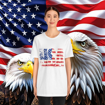 USA Red White Blue - American Flag T-Shirt - Patriotic Unisex Tee - S-3XL