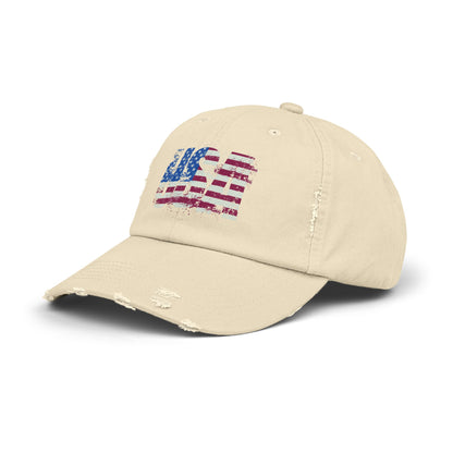 USA Distressed Flag Cap - Unisex Cotton Twill Hat - Patriotic Headwear